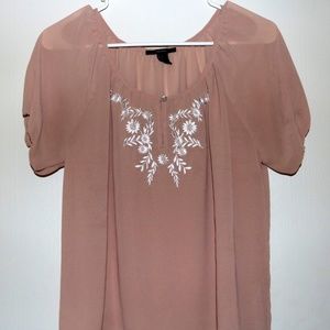 Forever 21 Nude Sheer Blouse